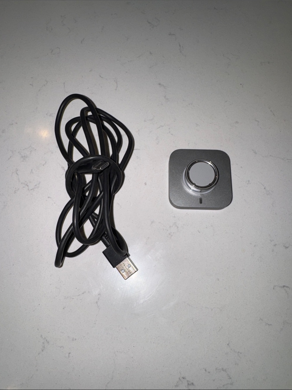 Oura Silver Ring Size 11 with Charger and Black USB Cable